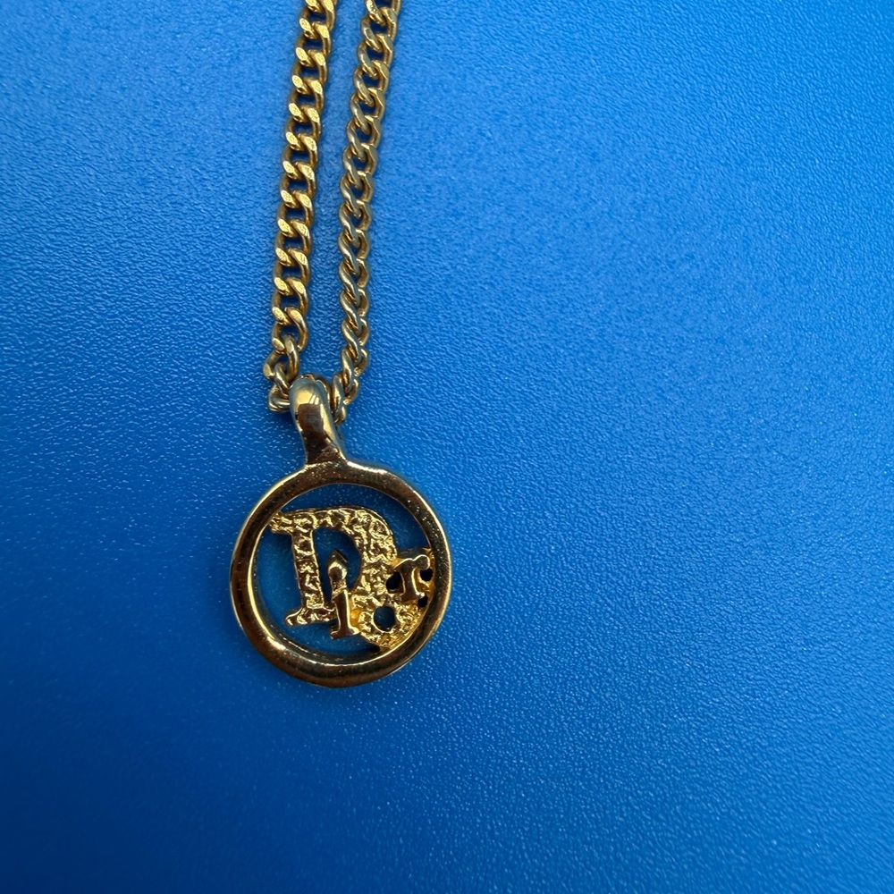 Gold Christian Dior Pendant Necklace. New clasp